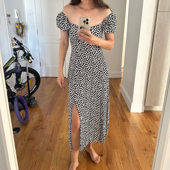 & Other Stories Black and White Floral Midi Dress - Picture 1 of 10